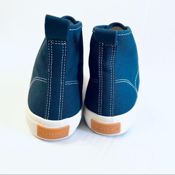J.Crew Blue Canvas High Top Sneakers Shoes Size 10 New - Picture 3 of 7